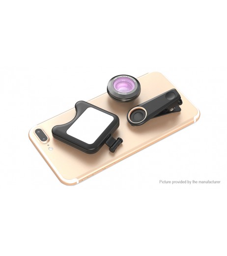 Apexel Clip-on Selfie LED Fill Light w/ Wide Angle Macro Lens