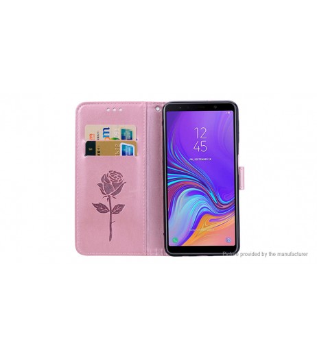 Hat.Prince PU + TPU Flip-open Protective Stand Case Cover for Samsung Galaxy A7 2018