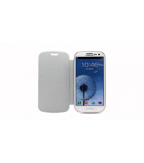 PU Leather + Plastic Protective Flip Case for Samsung Galaxy S3 (White)