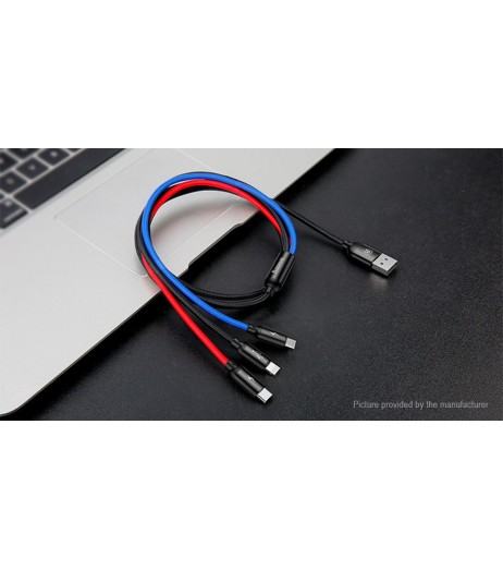 Authentic Baseus 3-in-1 USB-C/Micro-USB/8-pin Braided Data & Charging Cable (30cm)