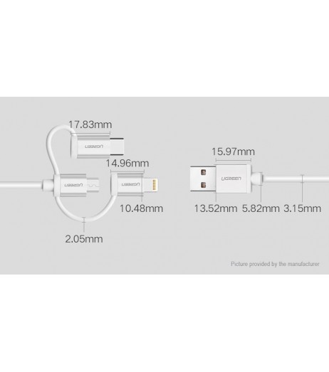 Authentic UGREEN 3-in-1 Micro-USB/8-pin/USB-C to USB 2.0 Cable (50cm)